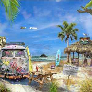 cornish beach with summer surf vibes